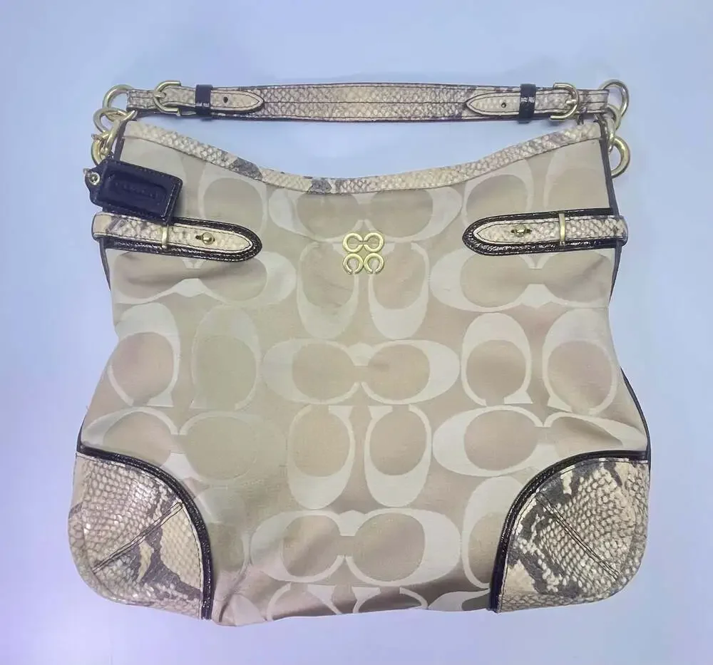 Coach Signature‎ C Hobo Bag with Snakeskin Trim 16408